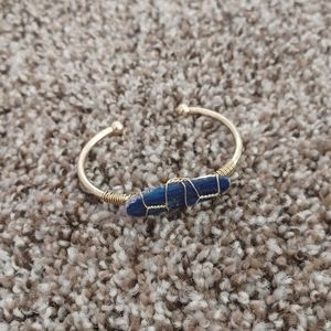 Gemstone wire-wrapped bangle bracelet